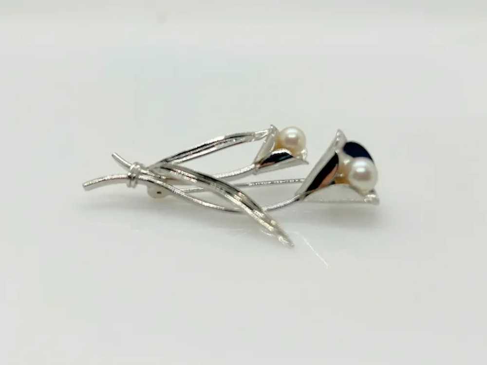 Vintage Sterling Silver Calla Lilly Shaped Brooch… - image 2