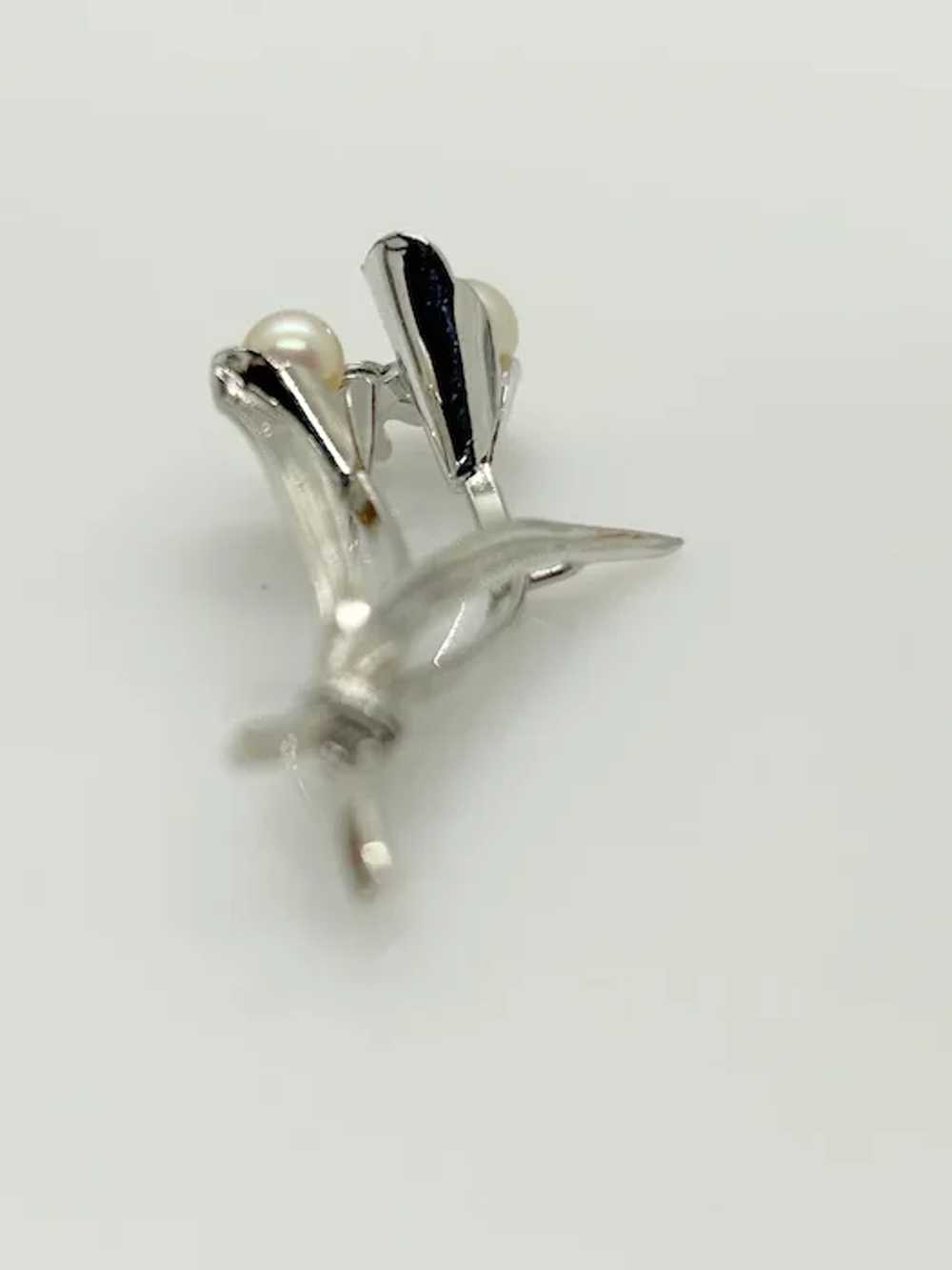 Vintage Sterling Silver Calla Lilly Shaped Brooch… - image 3