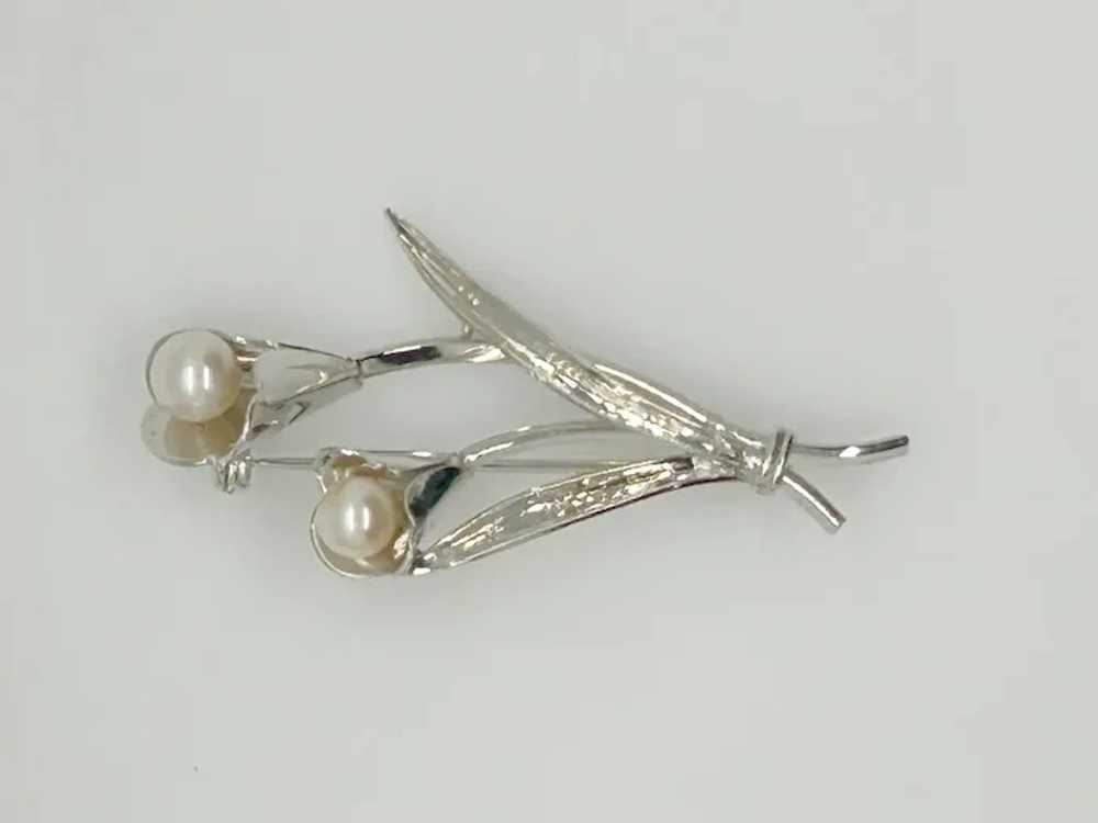 Vintage Sterling Silver Calla Lilly Shaped Brooch… - image 4