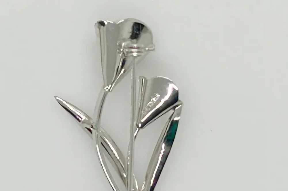 Vintage Sterling Silver Calla Lilly Shaped Brooch… - image 5