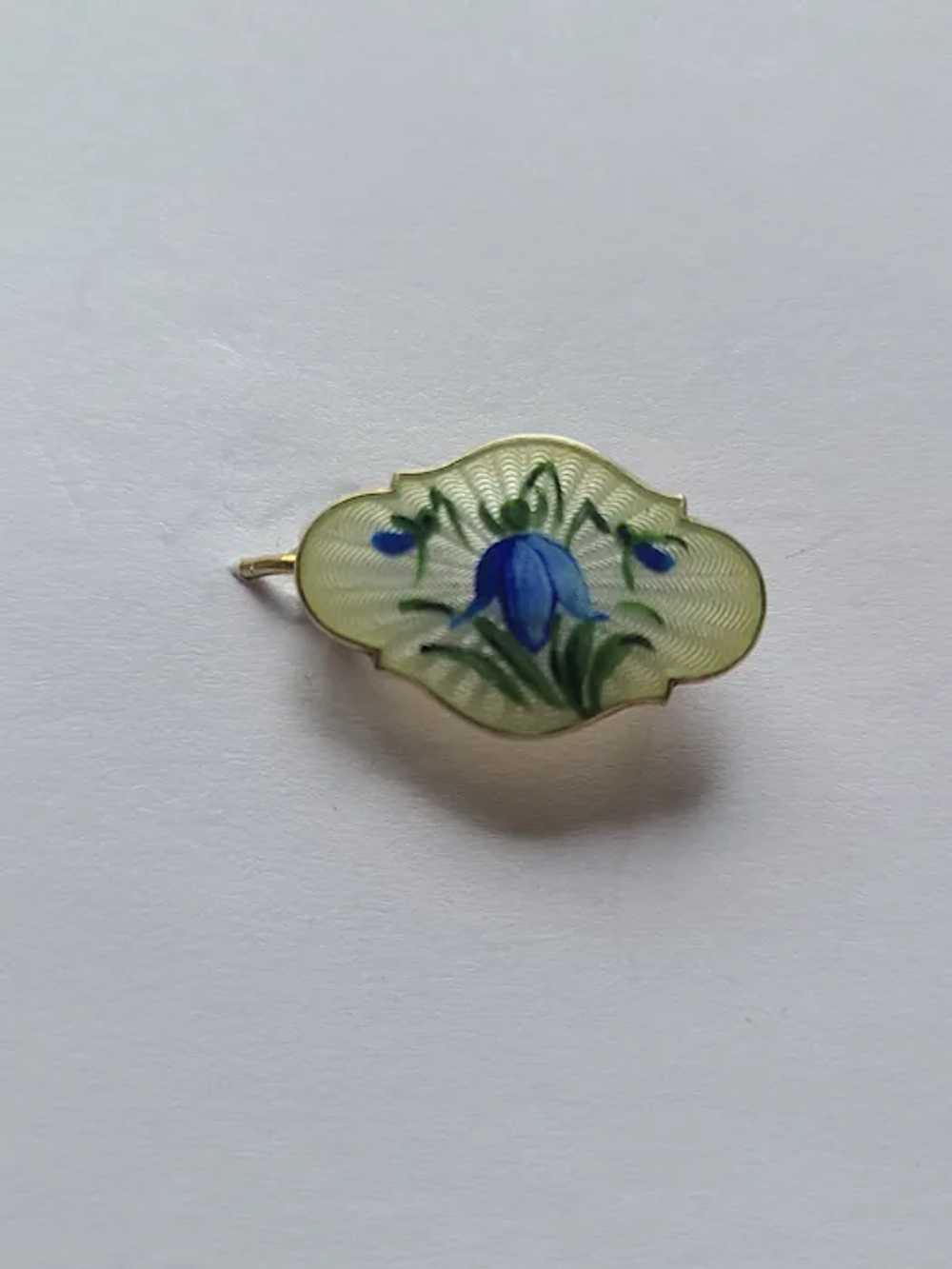 Vintage Norway Signed G R Guilloche Enamel Blue A… - image 3