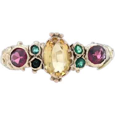 Yellow Gold Citrine, Tourmaline, & Glass Victorian