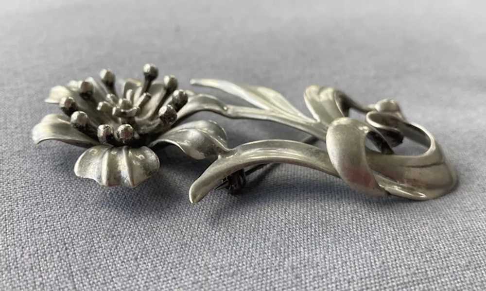 REDUCED Large Heavy Sterling Floral Pin Great Pat… - image 2