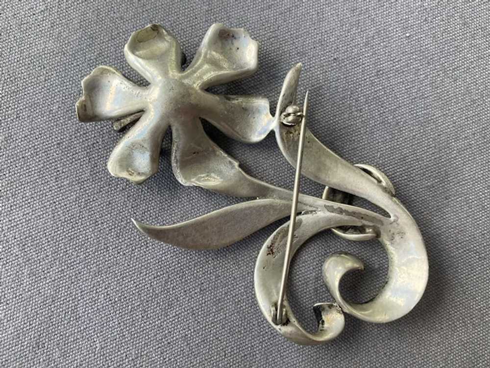 REDUCED Large Heavy Sterling Floral Pin Great Pat… - image 3