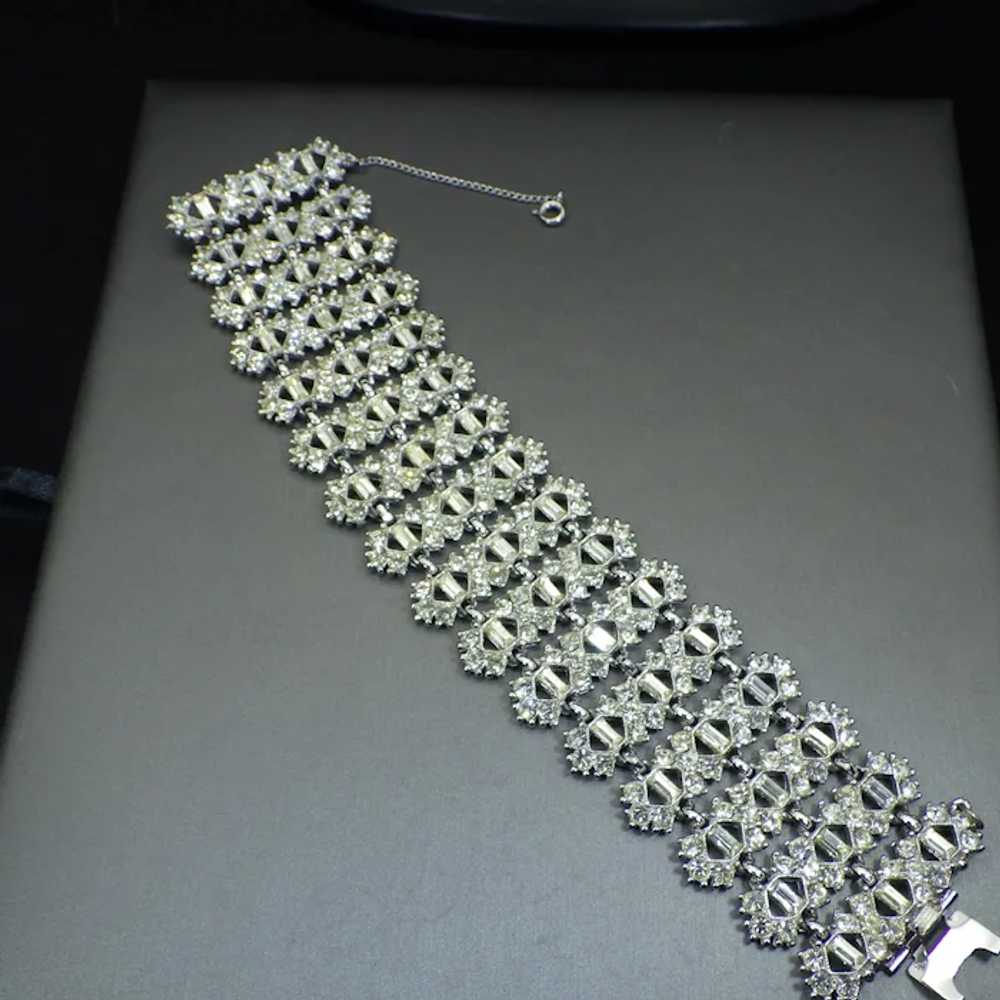 1940s Wide Rhinestone Bracelet, Well Made, Beauti… - image 4