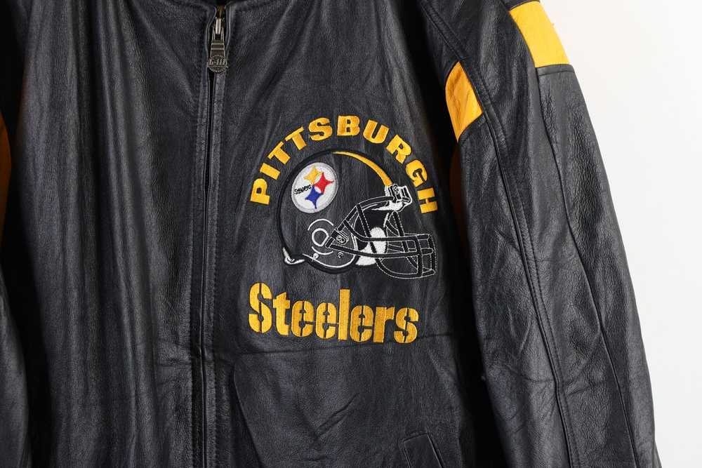 Vintage Vintage 90s Steelers Football Leather Jac… - image 4