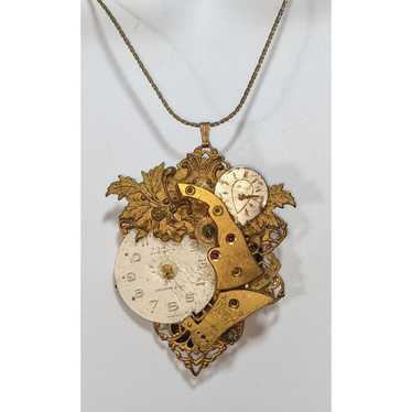 Other Gold Steampunk Floral Necklace - image 1