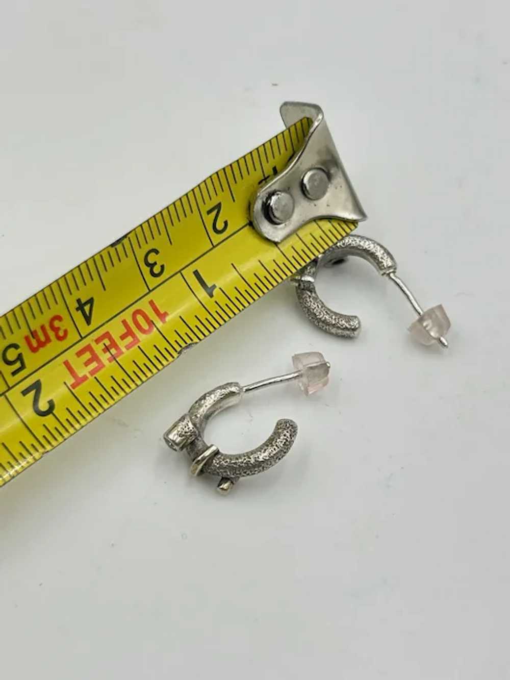 Tiny Half Hoop Earrings Sterling Silver Gold Wash… - image 7