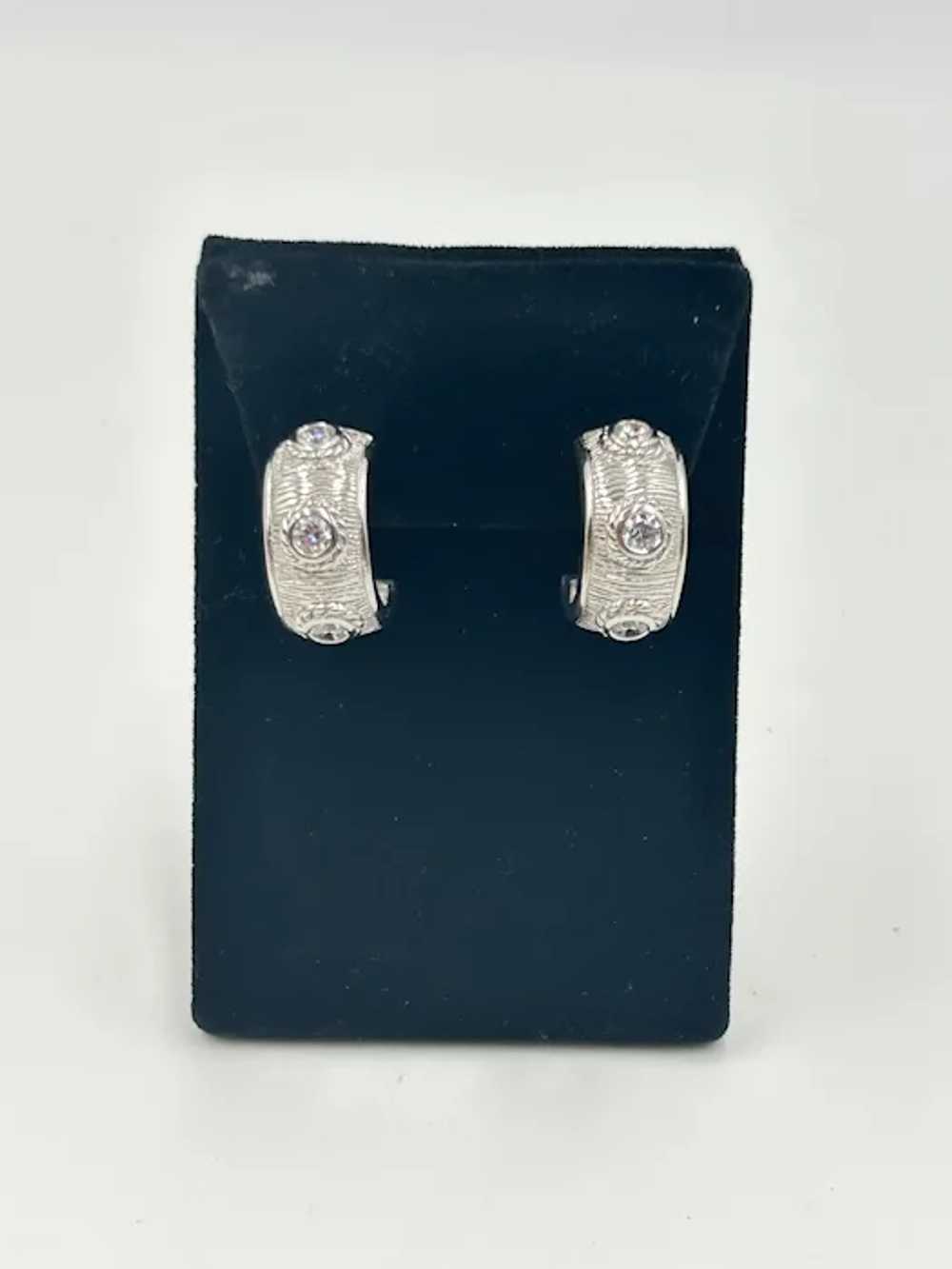 Vintage Omega Style Lever Back Earrings Sterling … - image 2