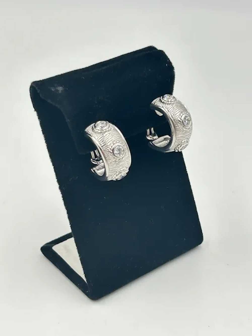 Vintage Omega Style Lever Back Earrings Sterling … - image 3