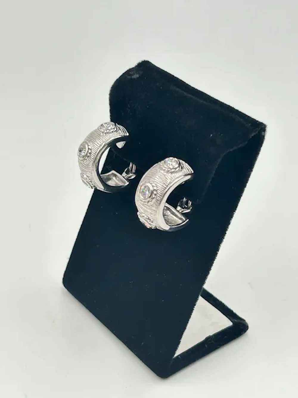 Vintage Omega Style Lever Back Earrings Sterling … - image 4