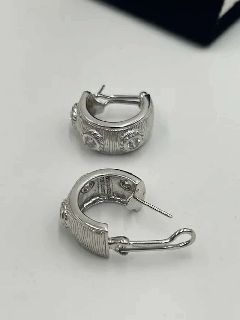 Vintage Omega Style Lever Back Earrings Sterling … - image 6