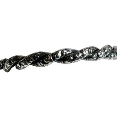 Victorian Sterling Repousse Braided Rope Bangle B… - image 1