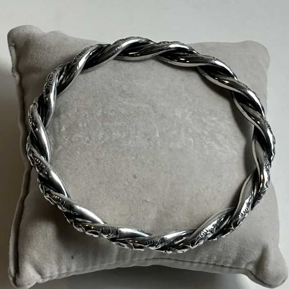 Victorian Sterling Repousse Braided Rope Bangle B… - image 2