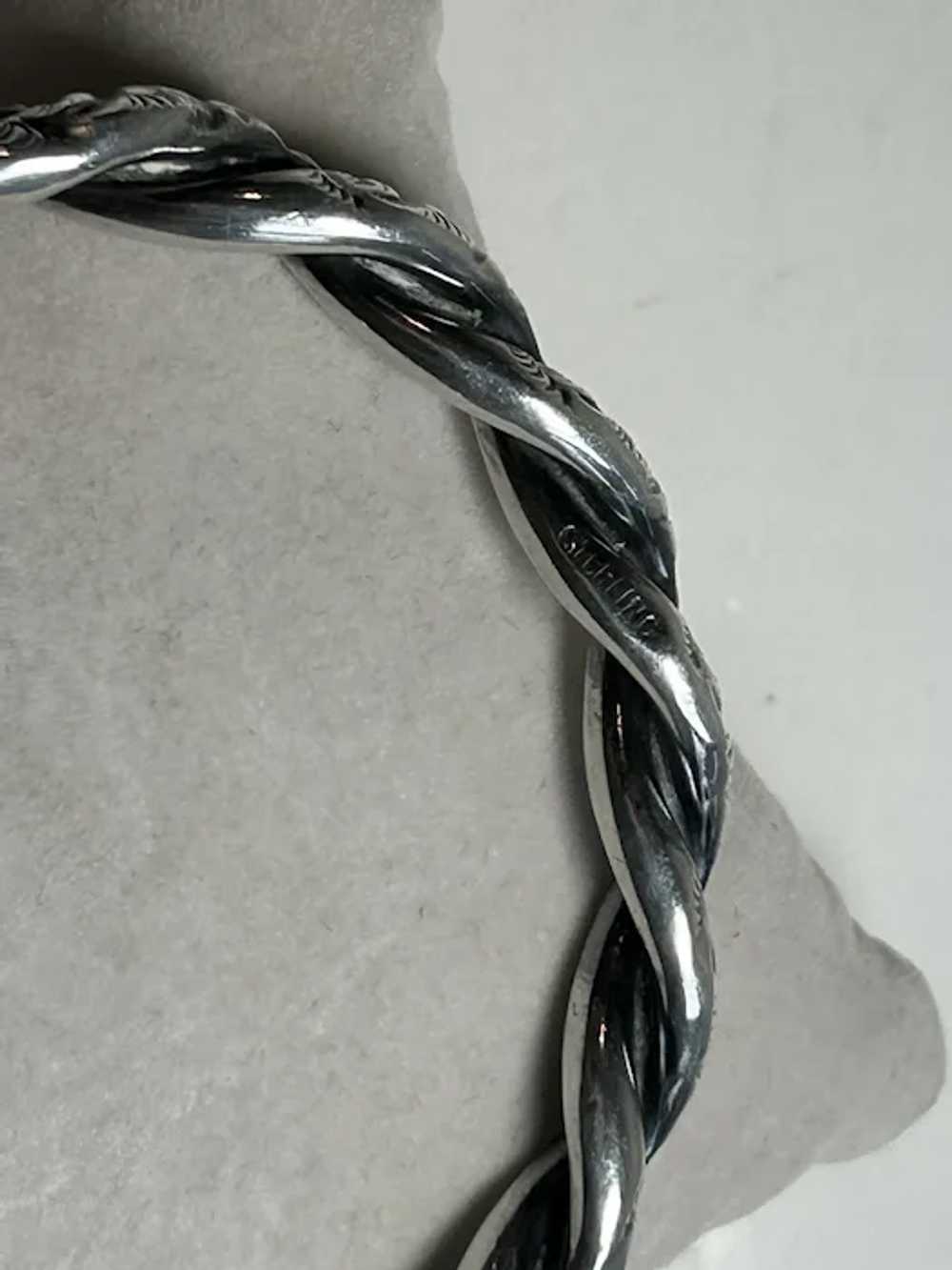 Victorian Sterling Repousse Braided Rope Bangle B… - image 3