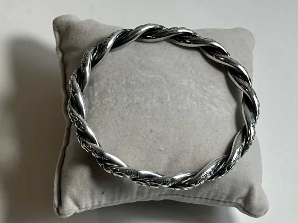 Victorian Sterling Repousse Braided Rope Bangle B… - image 4