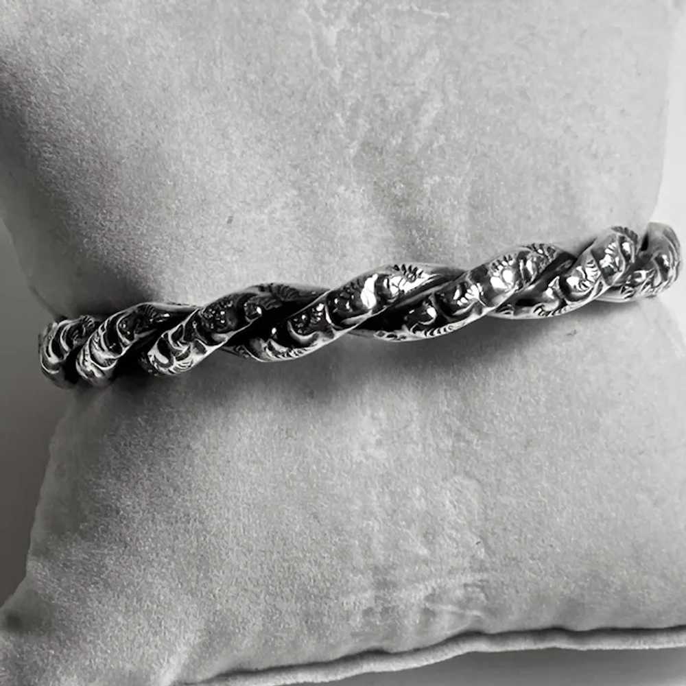 Victorian Sterling Repousse Braided Rope Bangle B… - image 5