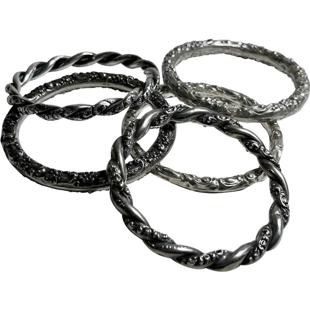 Victorian Sterling Repousse Braided Rope Bangle B… - image 6