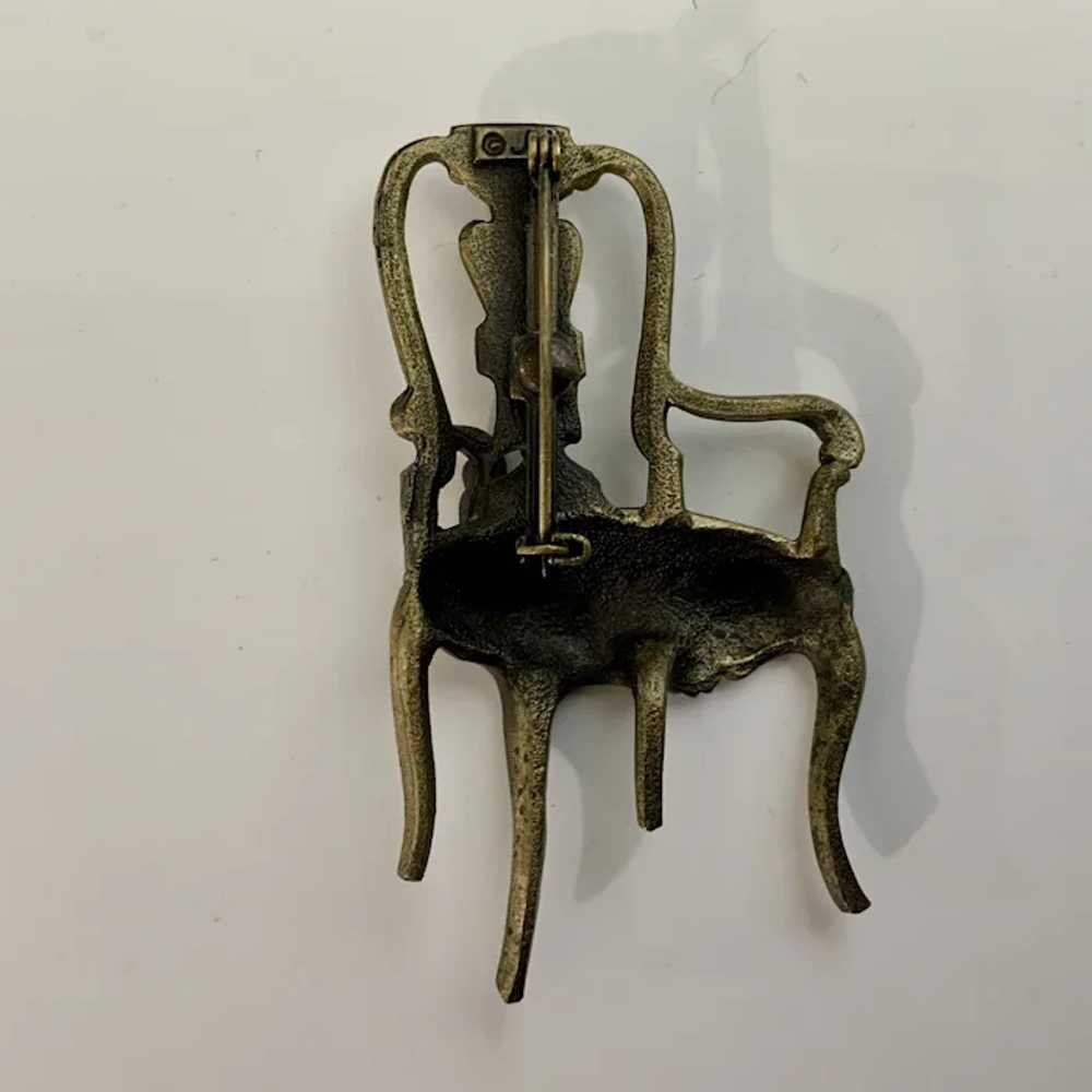 Large Stylish Bronze Color Metal Chair Brooch Pin - image 3