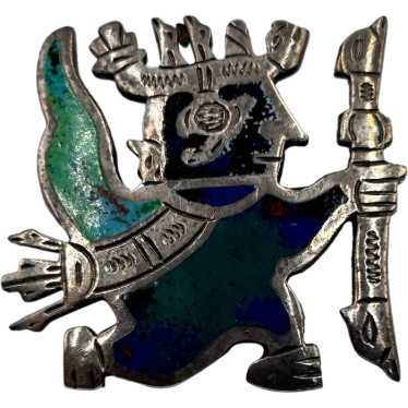 Signed PERU Sterling Silver Ethnic Figurals Brooc… - image 1