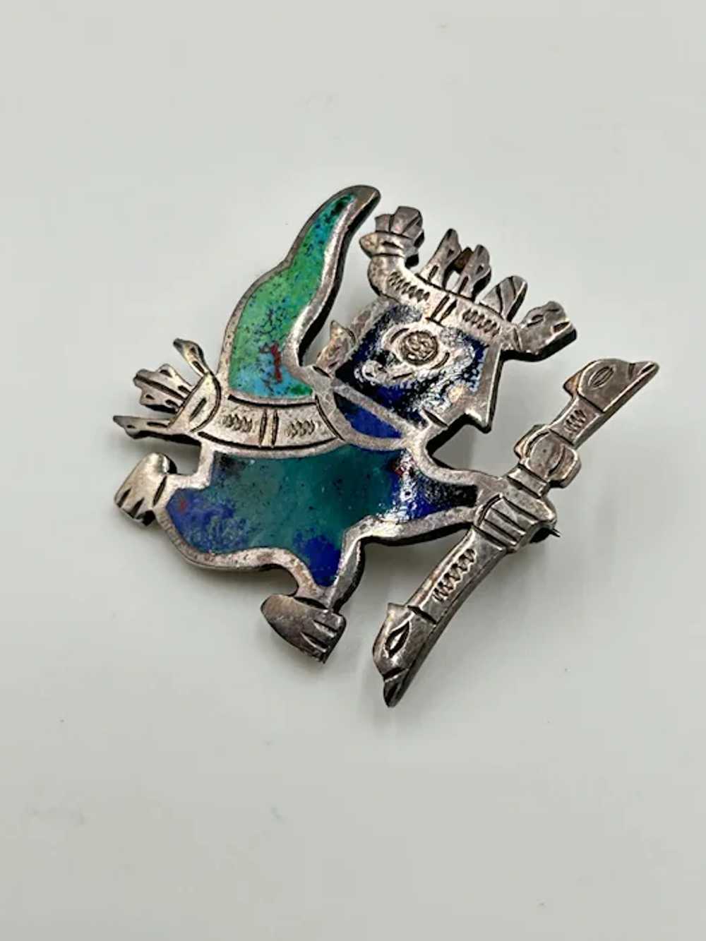 Signed PERU Sterling Silver Ethnic Figurals Brooc… - image 3