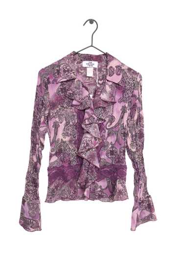 Y2K Paisley Ruffle Top