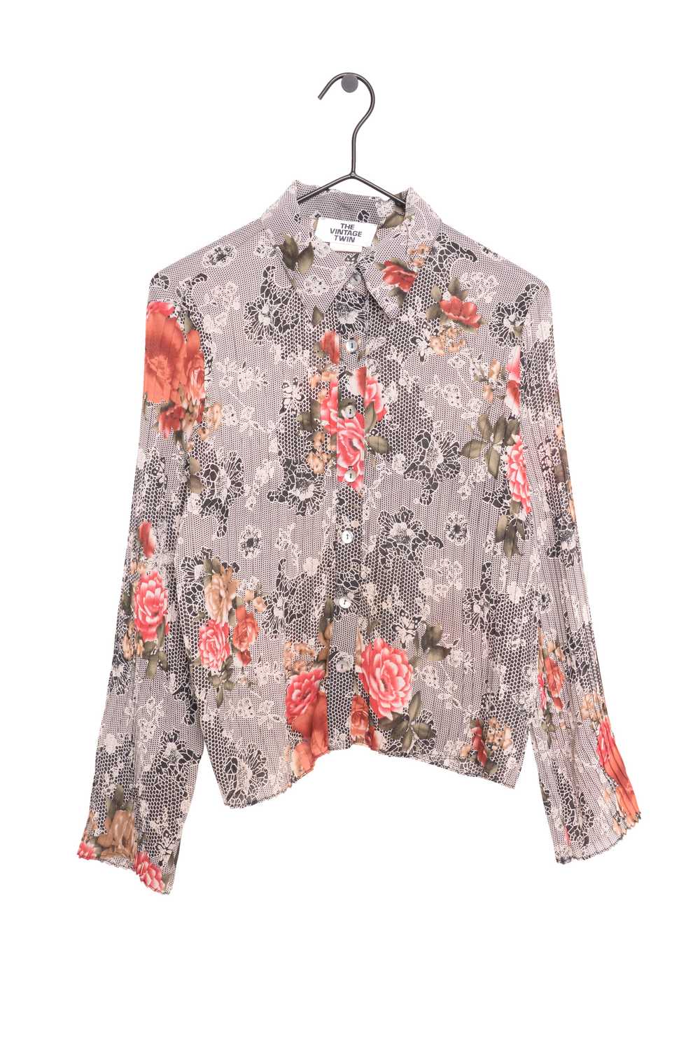 1990s Floral Button Top USA - image 1