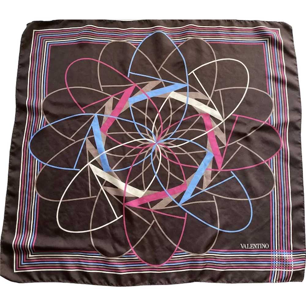 Vintage Valentino Square Silk Scarf Made In Italy - image 1
