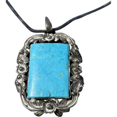 English Sterling and Turquoise Pendant - image 1