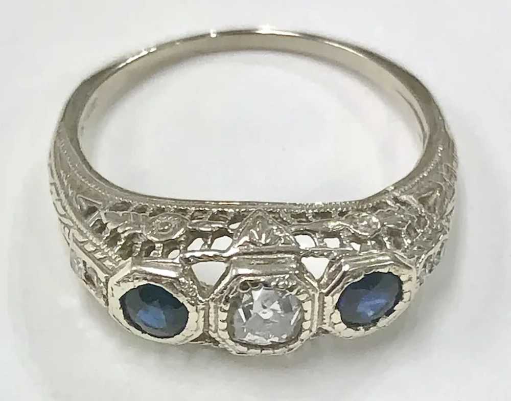 Lady's 14K White Gold Vintage Ring with Diamonds … - image 2