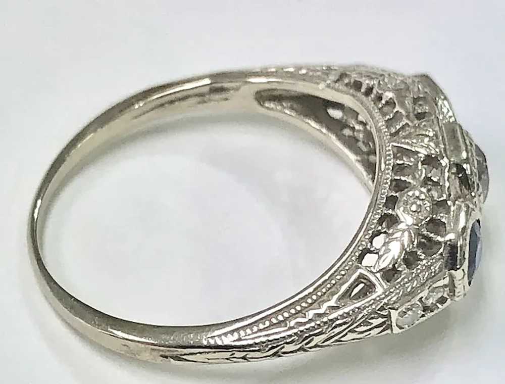 Lady's 14K White Gold Vintage Ring with Diamonds … - image 3