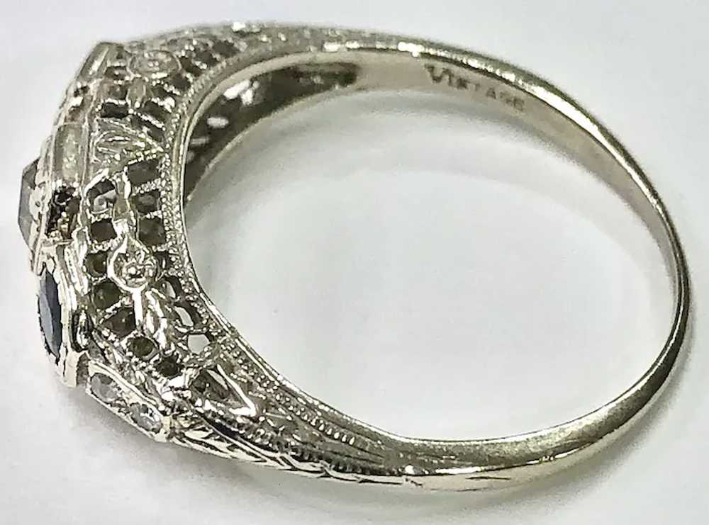 Lady's 14K White Gold Vintage Ring with Diamonds … - image 4