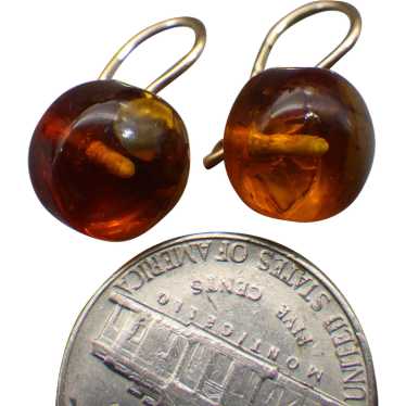 14k Rose Gold and Russian Amber Pierced Earrings, 