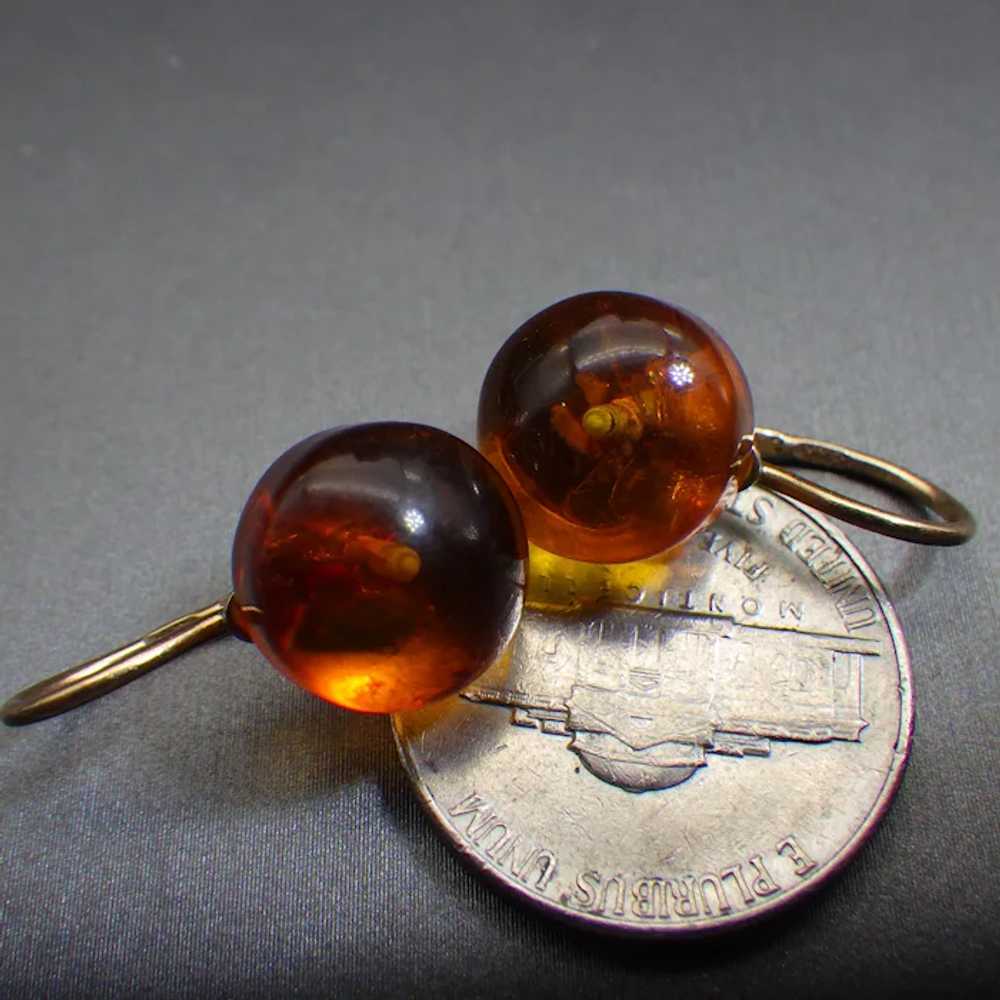 14k Rose Gold and Russian Amber Pierced Earrings,… - image 7