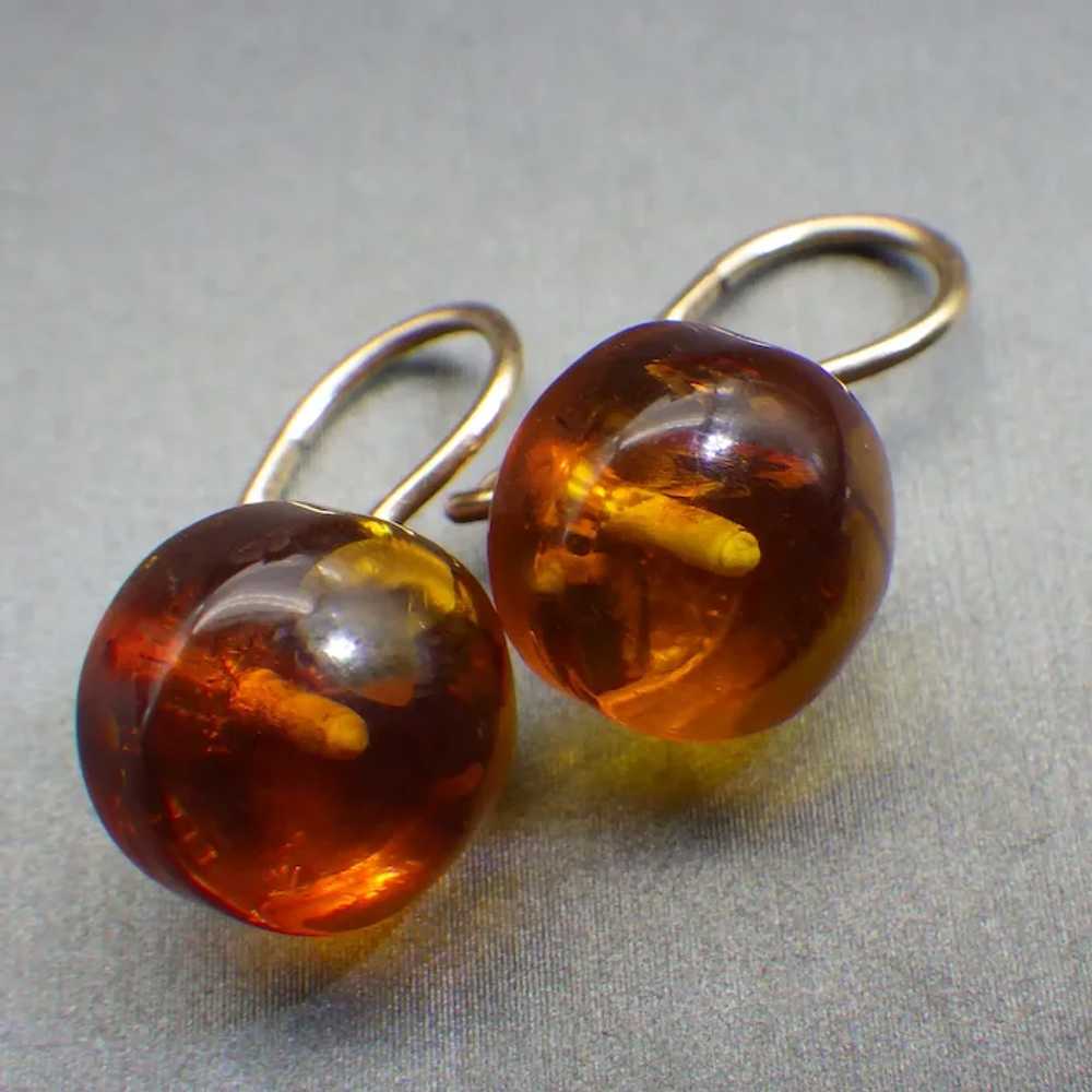 14k Rose Gold and Russian Amber Pierced Earrings,… - image 9