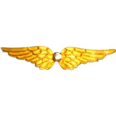 Victorian C Clasp Angel Wing Brooch with Rhineston
