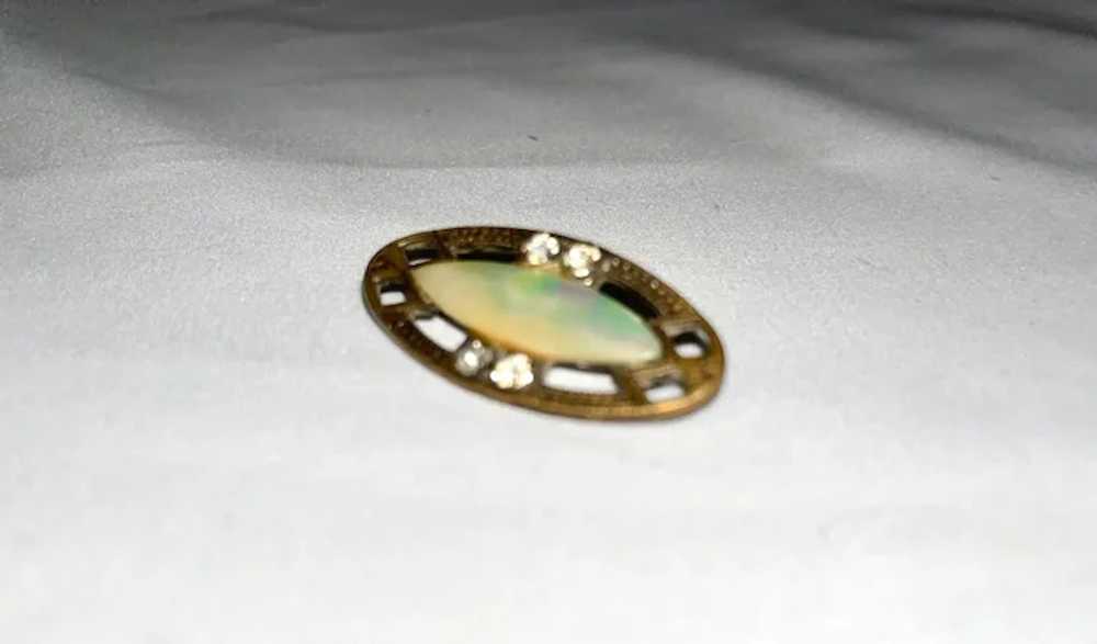 Edwardian Mother of Pearl and 4 Rhinestone Brooch - image 4