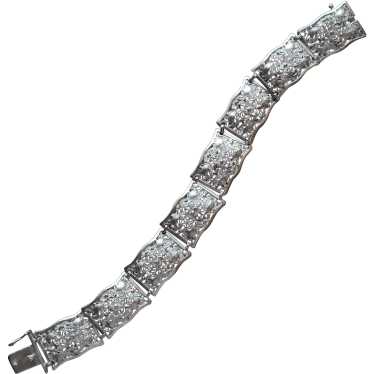 European 835 Silver Filigree Panel Links Bracelet 