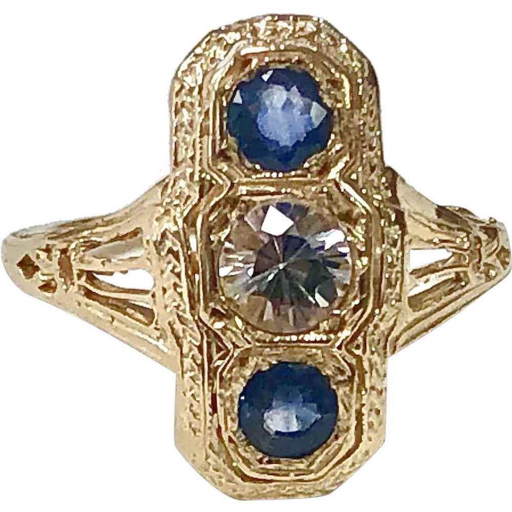 14K Yellow Gold Lady's Natural Sapphire Ring - image 1