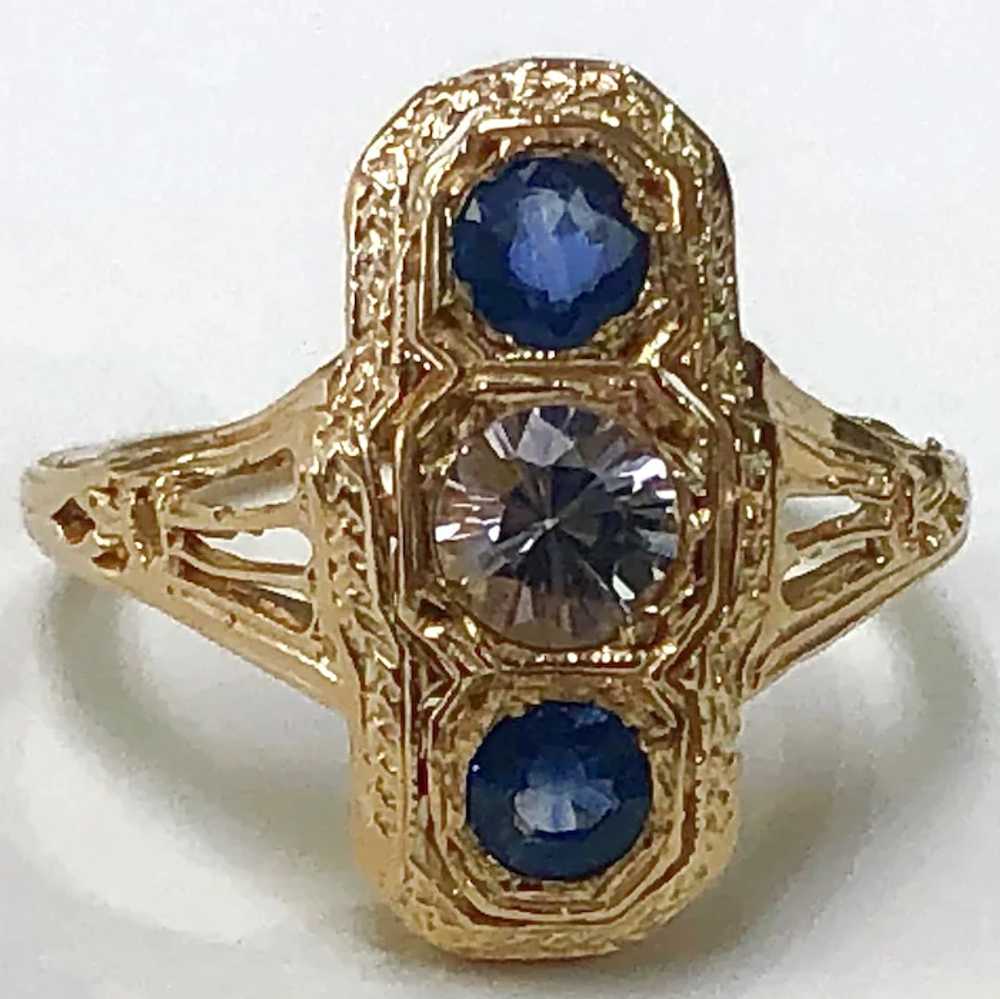 14K Yellow Gold Lady's Natural Sapphire Ring - image 2