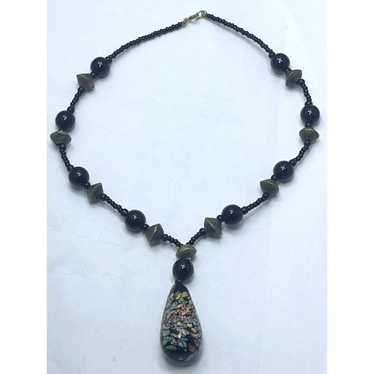 Vintage Vintage Black Glass Beaded Necklace - image 1