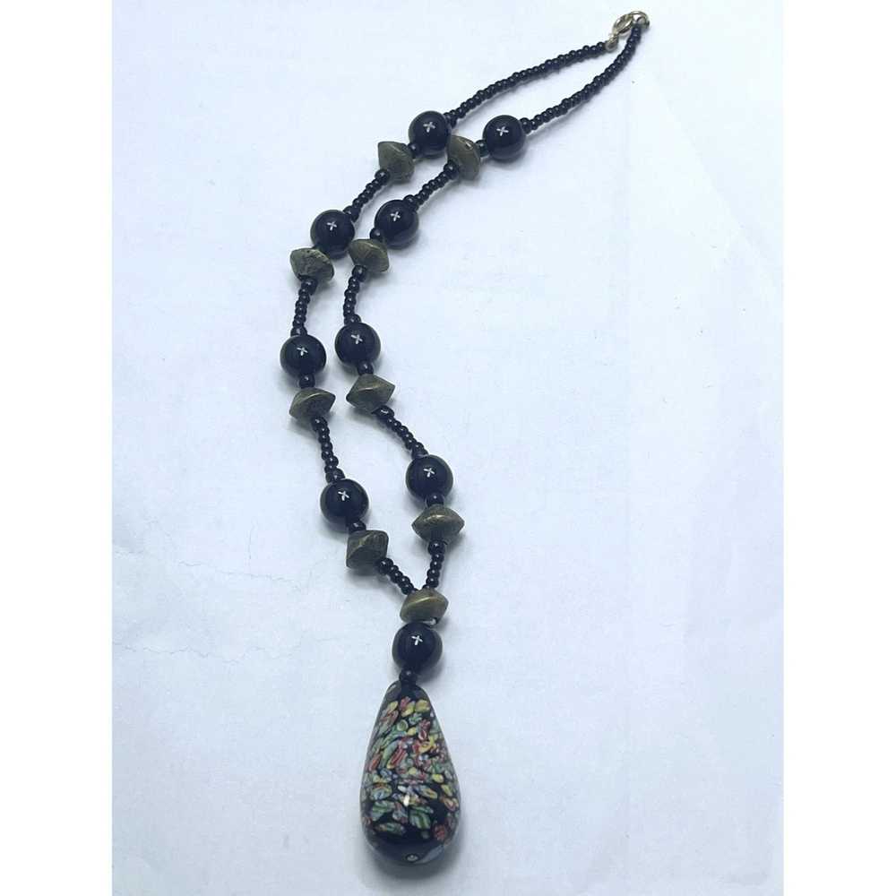 Vintage Vintage Black Glass Beaded Necklace - image 2