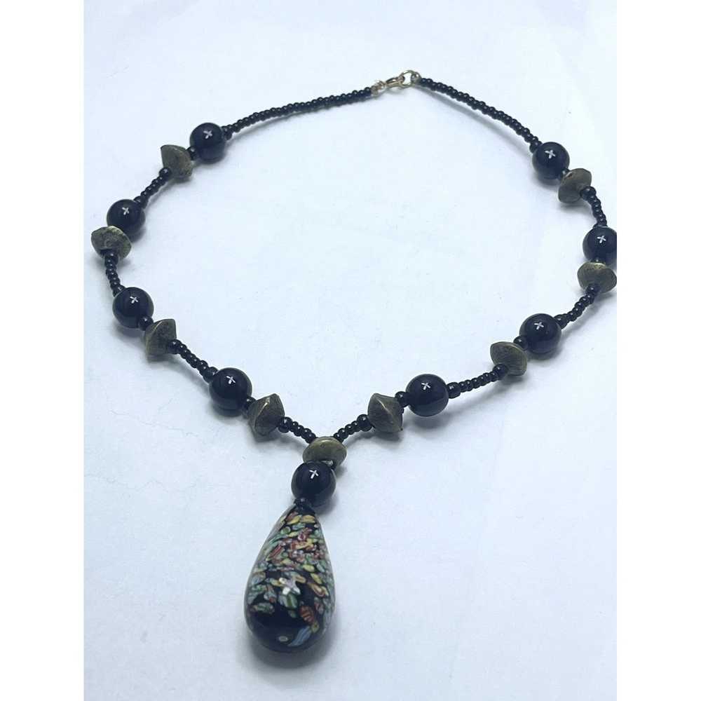 Vintage Vintage Black Glass Beaded Necklace - image 6
