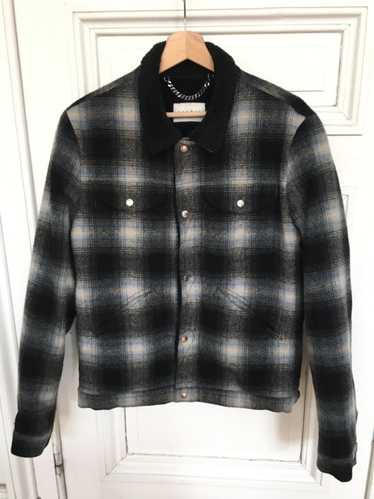Sandro Checkered Shearling Jacket