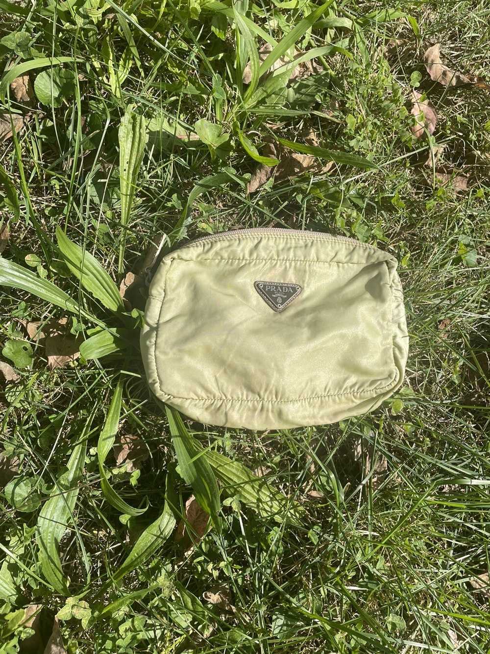 Prada PRADA Green Nylon Triangle Medium Pouch Bag - image 1