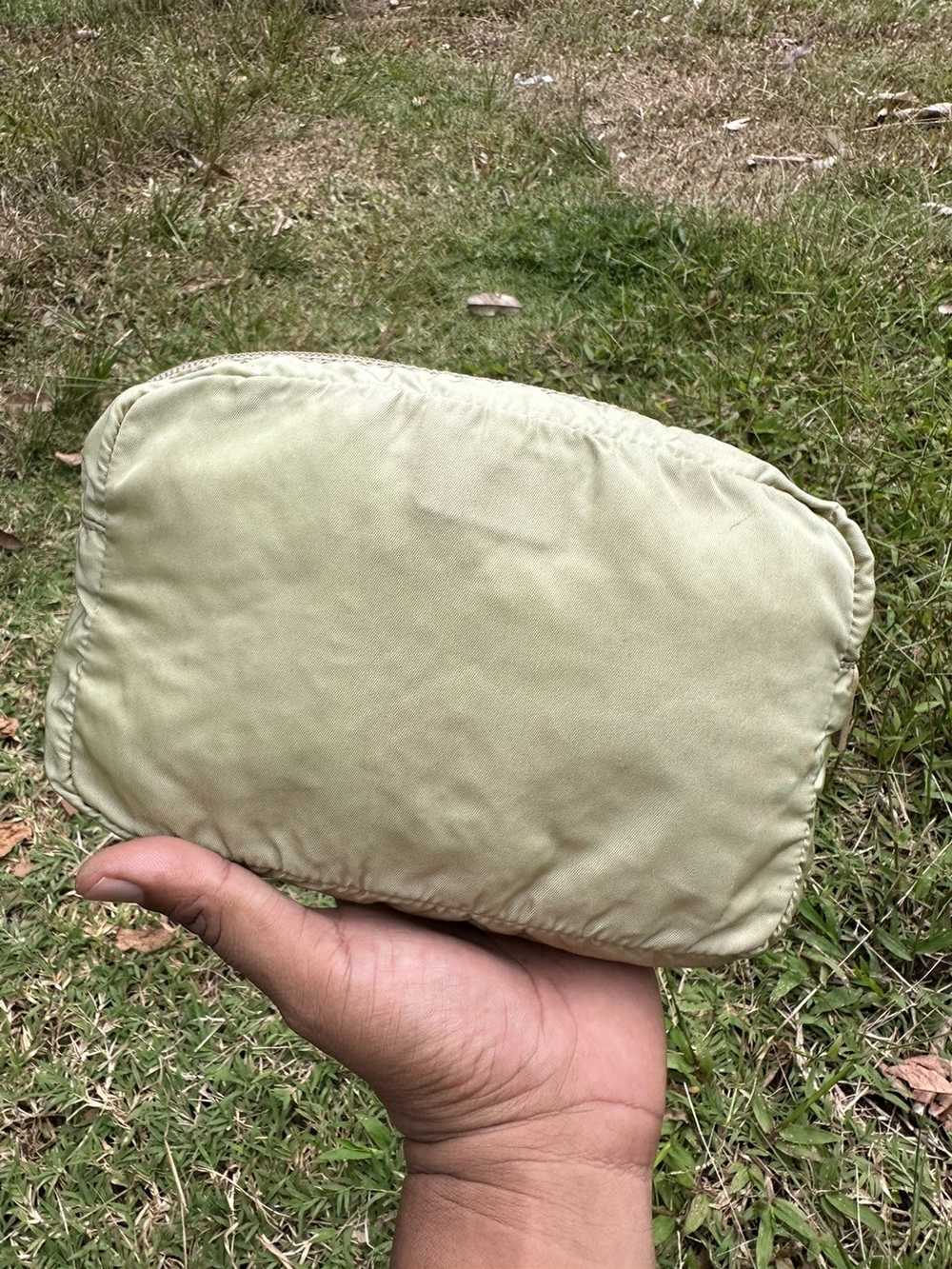 Prada PRADA Green Nylon Triangle Medium Pouch Bag - image 3