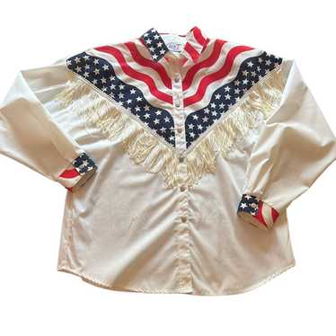 Vintage AMERICA! Vintage Fringe Cowgirl Button Up… - image 1