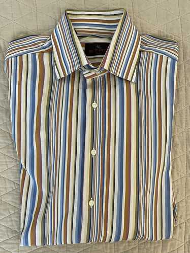 Etro Bold Multicolor Stripe Spread Collar Shirt