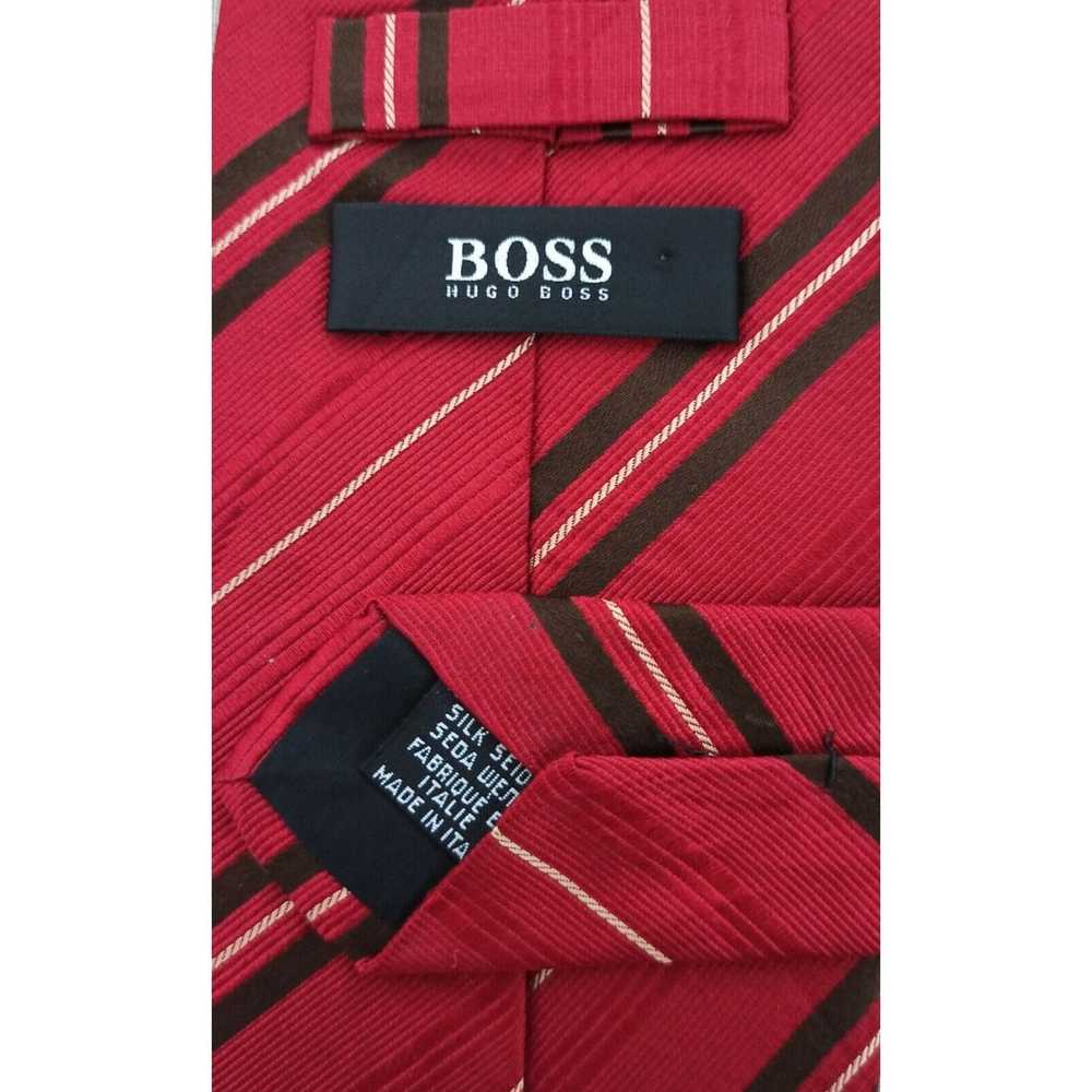 Hugo Boss BOSS HUGO BOSS Red Striped Silk Tie ITA… - image 2