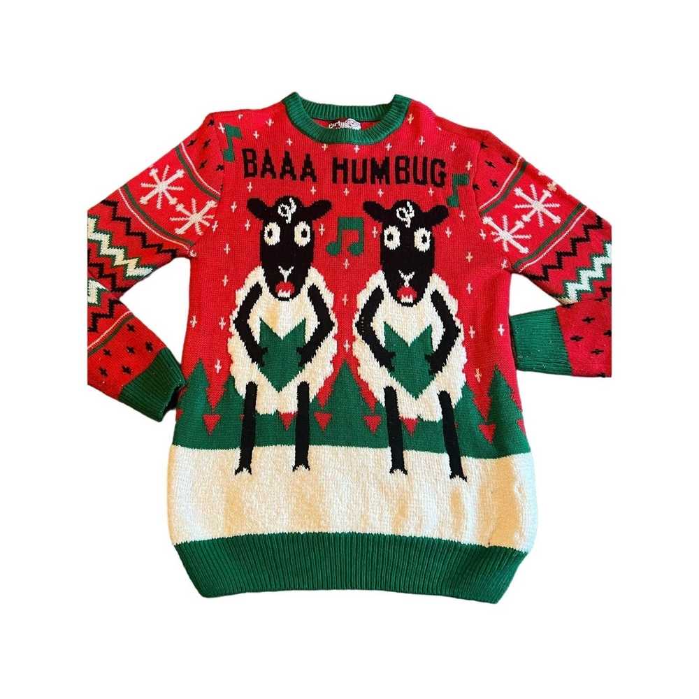 Vintage Party Sweater December 25th Bah Humbug Si… - image 1